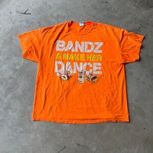 Orange cotton "Bandz a make her dance" streetwear tee #y2kfashion 2012 XXL